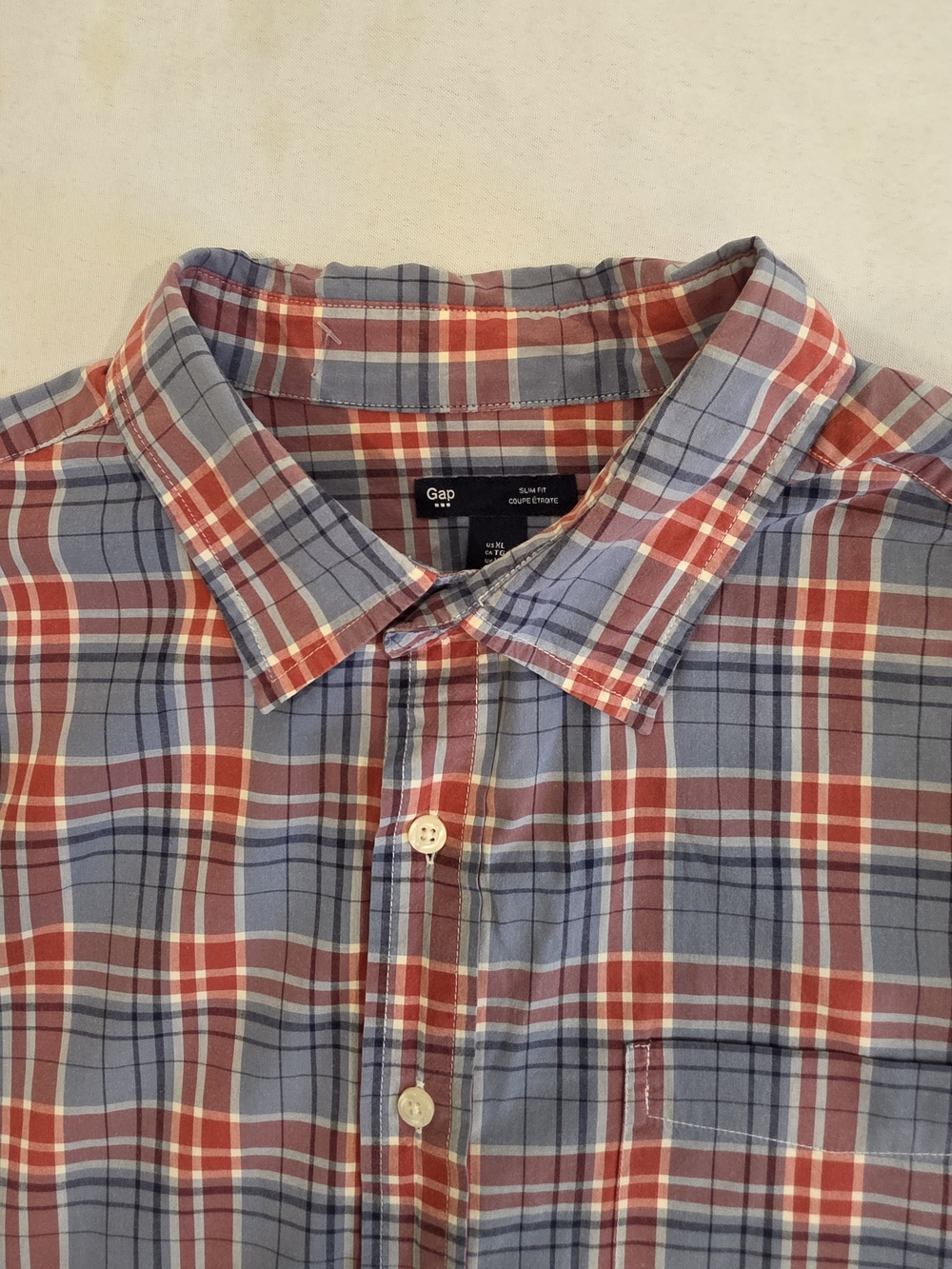 Gap Cotton Collection All Occasions Plaid Button-Down Shirt Men Size XL Slim Fit